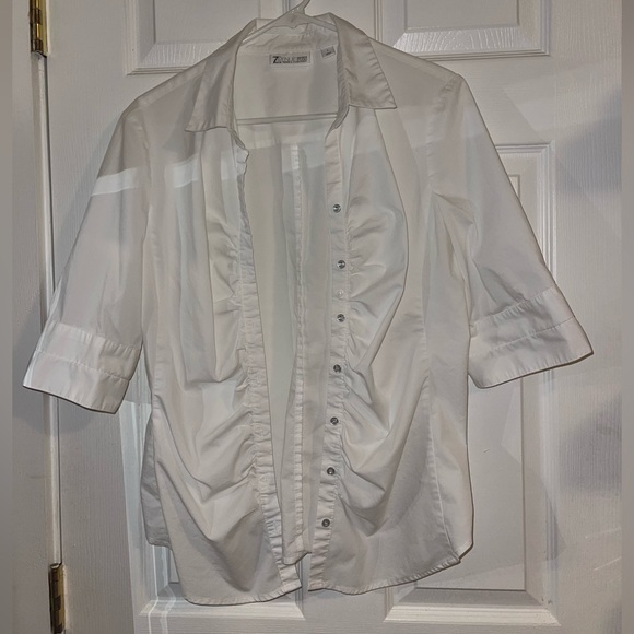 7th Avenue New York & Company White Contoured Button Down Blouse Size Large - Picture 4 of 11